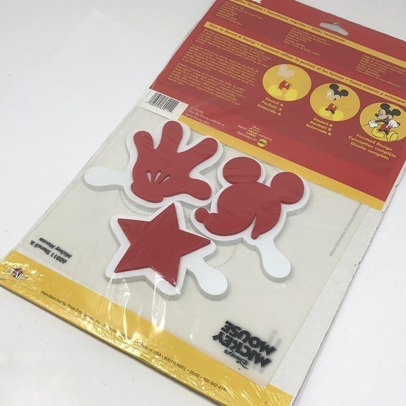 NIP Vintage Disney Mickey Mouse stencil &stamp craft‎ decor set 2000 Room Decor - Picture 2 of 11